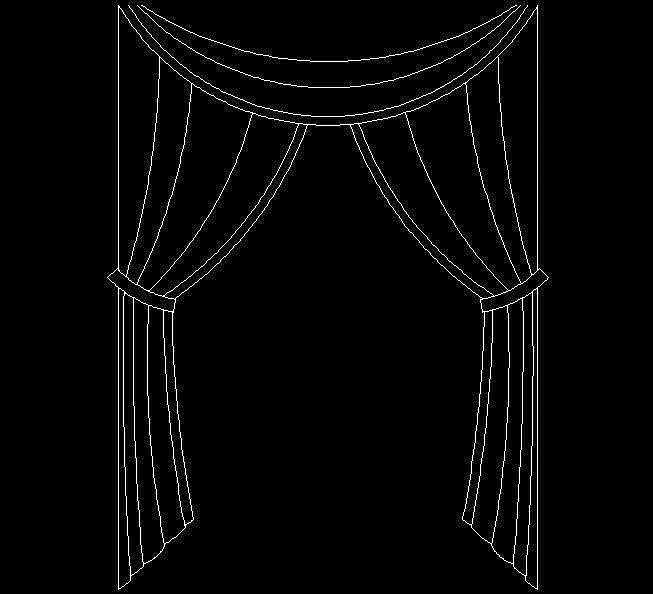 2D Curtain Elevation CAD Block with Scarf in AutoCAD